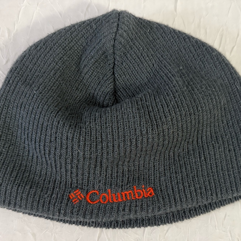 Columbia Charcoal Knit Hat with Orange Logo